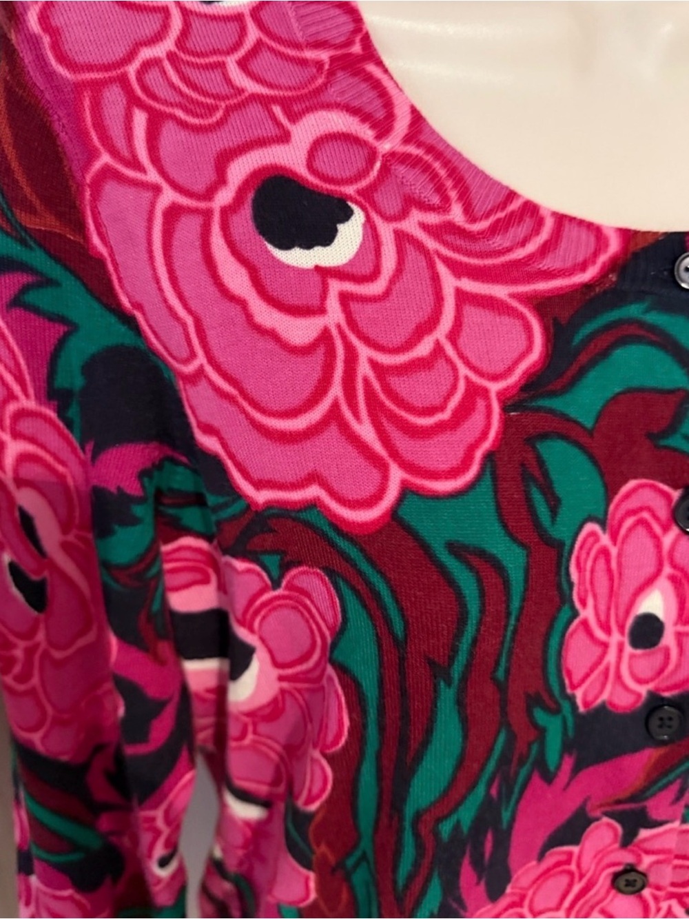 Talbots Pink Floral Button-Front Cardigan - Picture 8 of 9